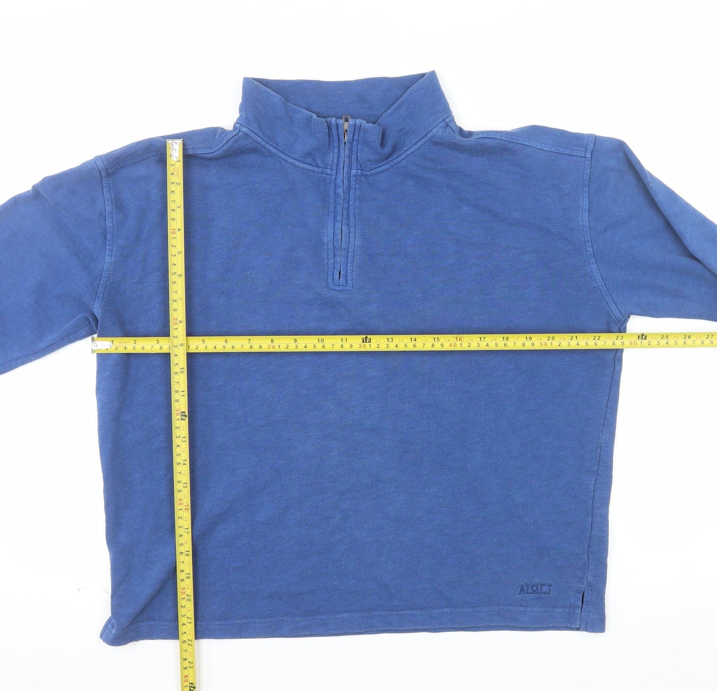 Aloft Women Blue 1/4 Zip Cotton Pullover Sweatshirt Size 12
