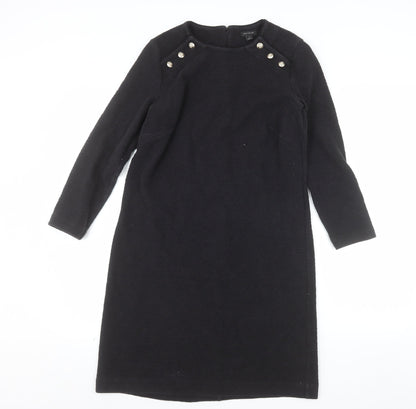 Ann Taylor Women’s Black Knee Length Shift Dress Size S Long Sleeve