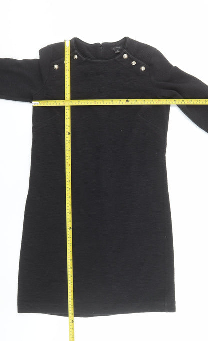 Ann Taylor Women’s Black Knee Length Shift Dress Size S Long Sleeve