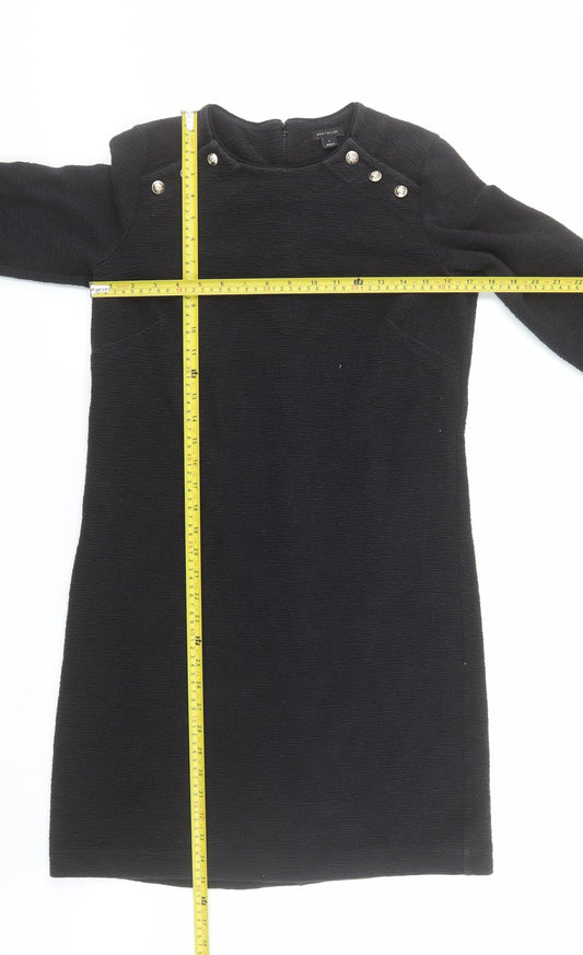 Ann Taylor Women’s Black Knee Length Shift Dress Size S Long Sleeve