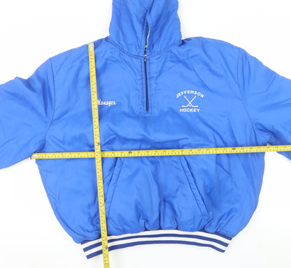 Holloway Men's Blue 2XL Windbreaker Hockey Jacket Hooded Vintage
