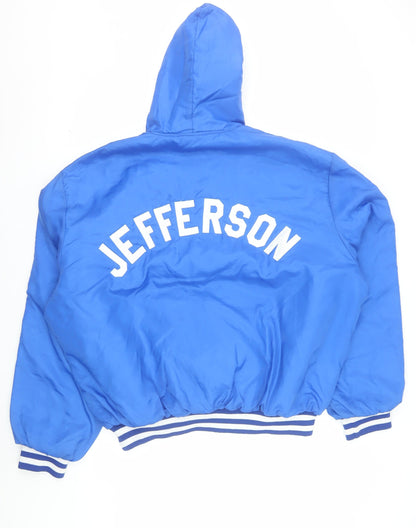Holloway Men's Blue 2XL Windbreaker Hockey Jacket Hooded Vintage