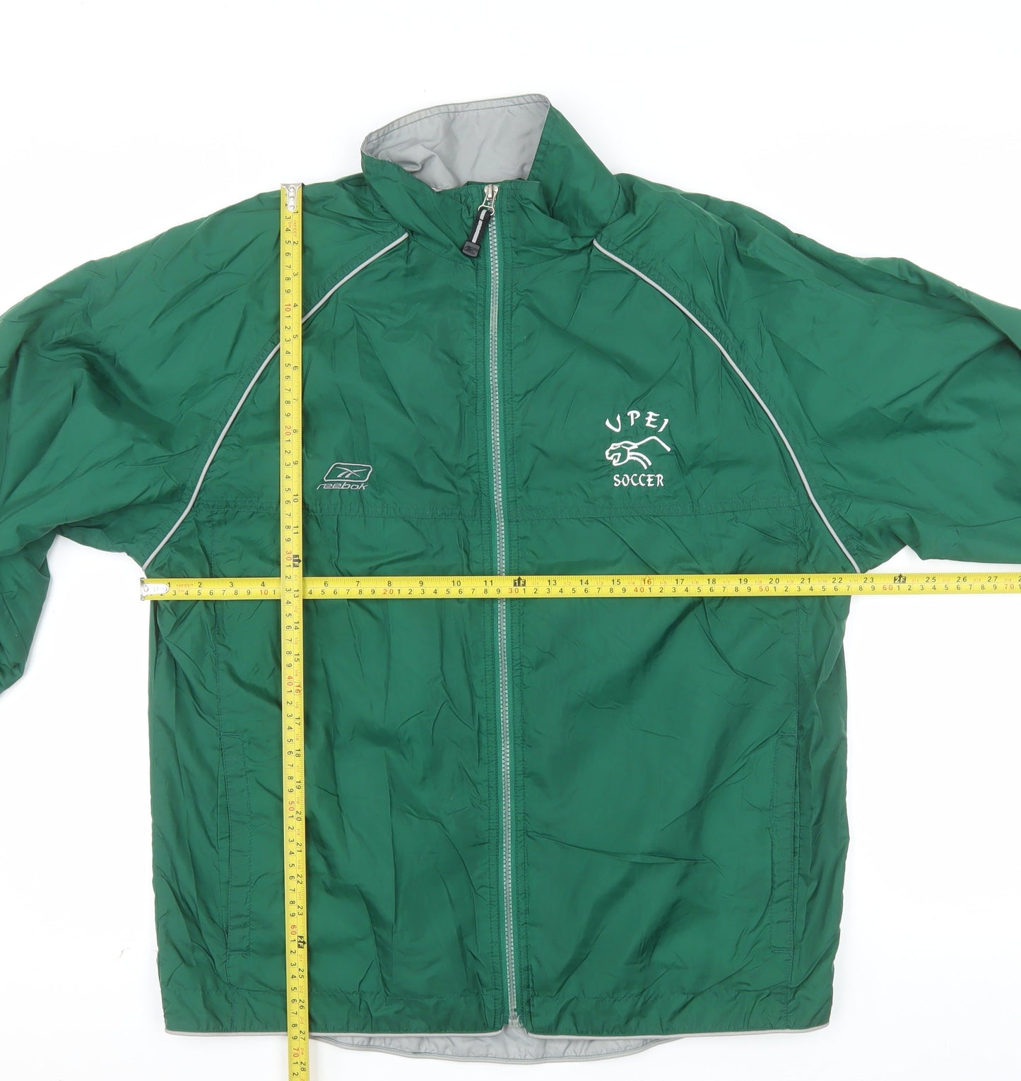 Reebok Men’s Green Windbreaker Jacket Size M UPEI Soccer Full Zip