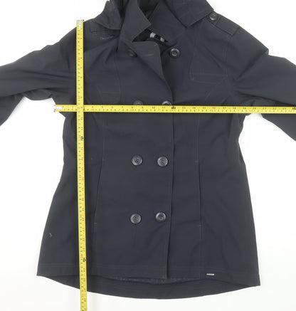 Tribord Women's Black Waterproof Pea Coat Hooded Size 14