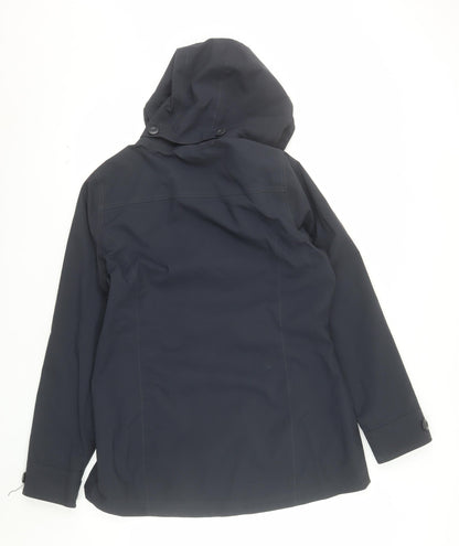Tribord Women's Black Waterproof Pea Coat Hooded Size 14