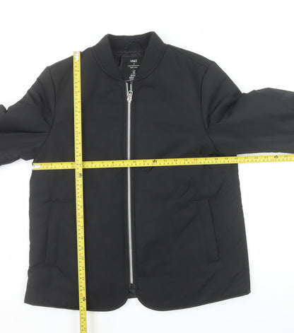Marks and Spencer Women's Black Size 12 Bomber Jacket Shower Resistant