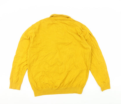 Next Men's Yellow XL Collared Half Zip Cotton Jumper