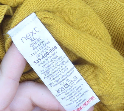 Next Men's Yellow XL Collared Half Zip Cotton Jumper