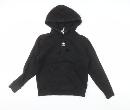Adidas Womens Black XS Pullover Hoodie 100% Cotton Hooded Sweatshirt