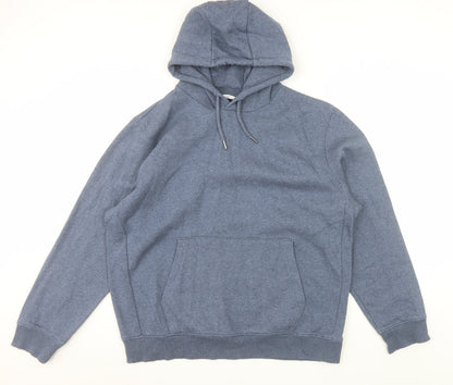 Next Men's Blue Pullover Hoodie L Regular Fit Fleece Long Sleeve