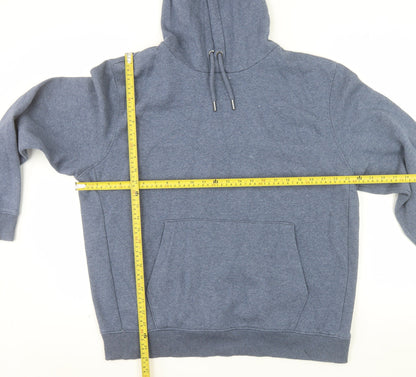 Next Men's Blue Pullover Hoodie L Regular Fit Fleece Long Sleeve
