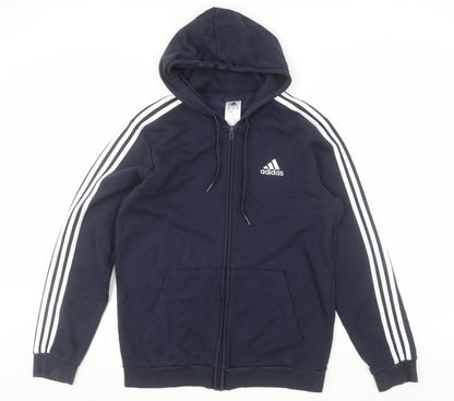Adidas Men's Blue Full Zip Hoodie M Classic Sports Style