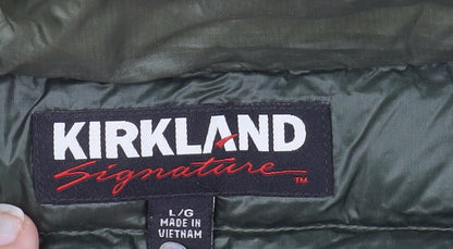 Kirkland Signature Men's Green Nylon Down Puffer Jacket L