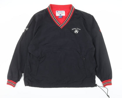 Champion Men's Black L V-Neck Pullover Sweatshirt Quincy Travel Logo