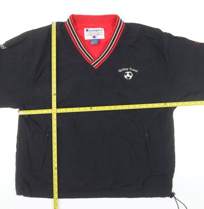 Champion Men's Black L V-Neck Pullover Sweatshirt Quincy Travel Logo