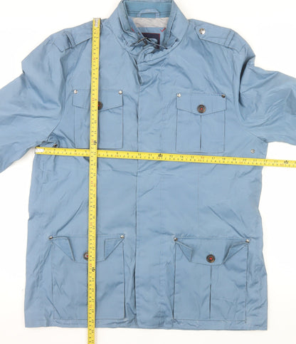 Alvaro Moreno Men's Blue Military Style Jacket Size L Polyester