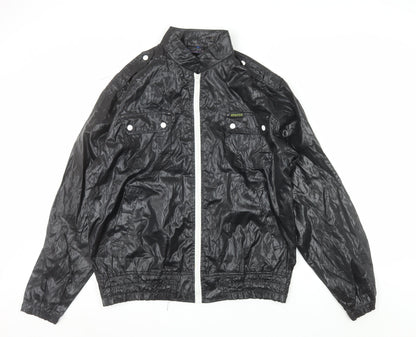 Mecca Men's Black Bomber Jacket L Stand-Up Collar Full Zip