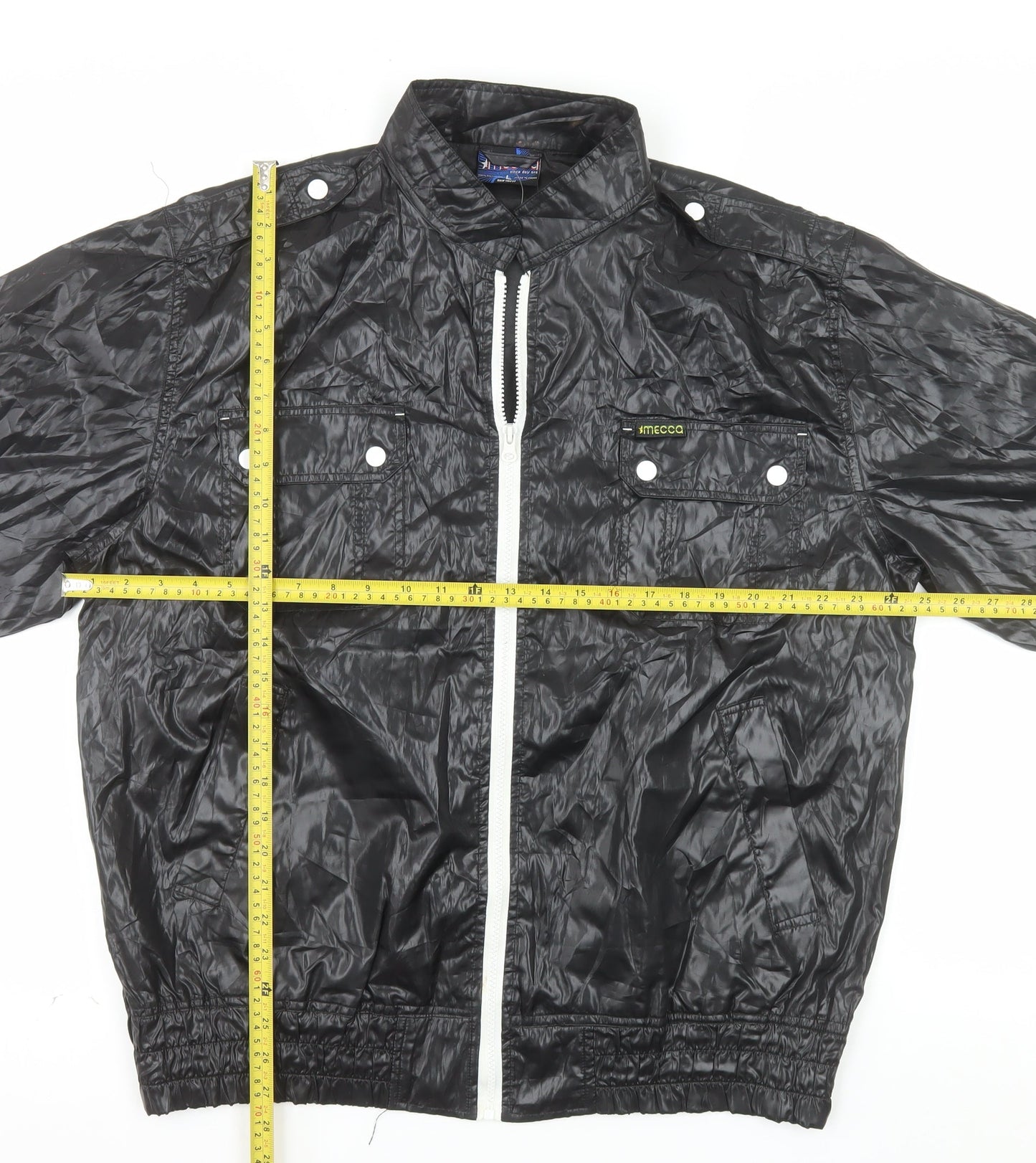 Mecca Men's Black Bomber Jacket L Stand-Up Collar Full Zip