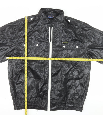 Mecca Men's Black Bomber Jacket L Stand-Up Collar Full Zip