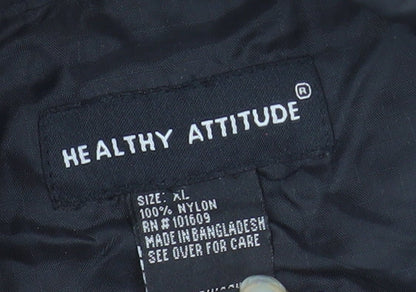 Healthy Attitude Men's Black XL Windbreaker Nylon Jacket