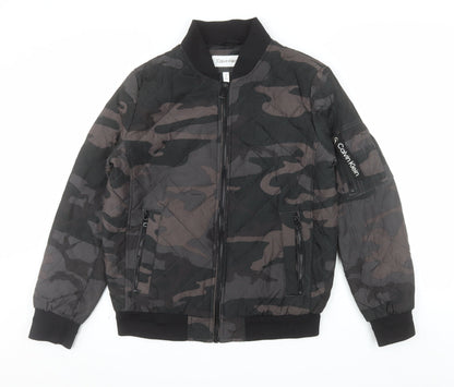 Calvin Klein Men's Multicoloured Camouflage Quilted Bomber Jacket Size S