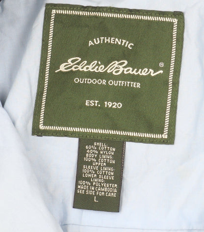Eddie Bauer Men's Blue L Lightweight Cotton Nylon Zip Jacket