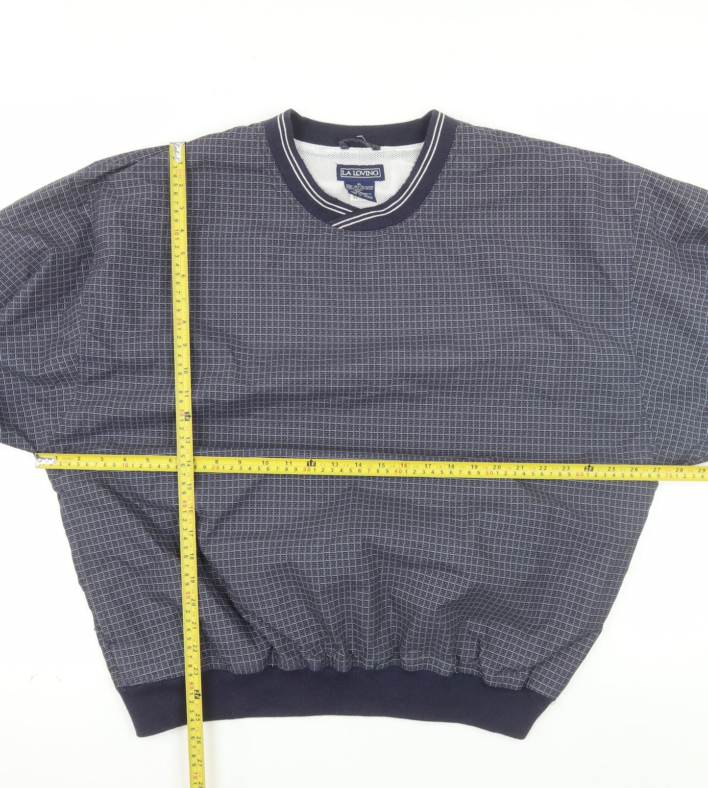 LA Loving Men's Blue XL Check Pullover Sweatshirt