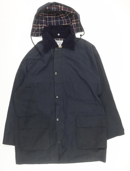 Avoca Men's Blue L Hooded Cotton Rain Coat with Pockets