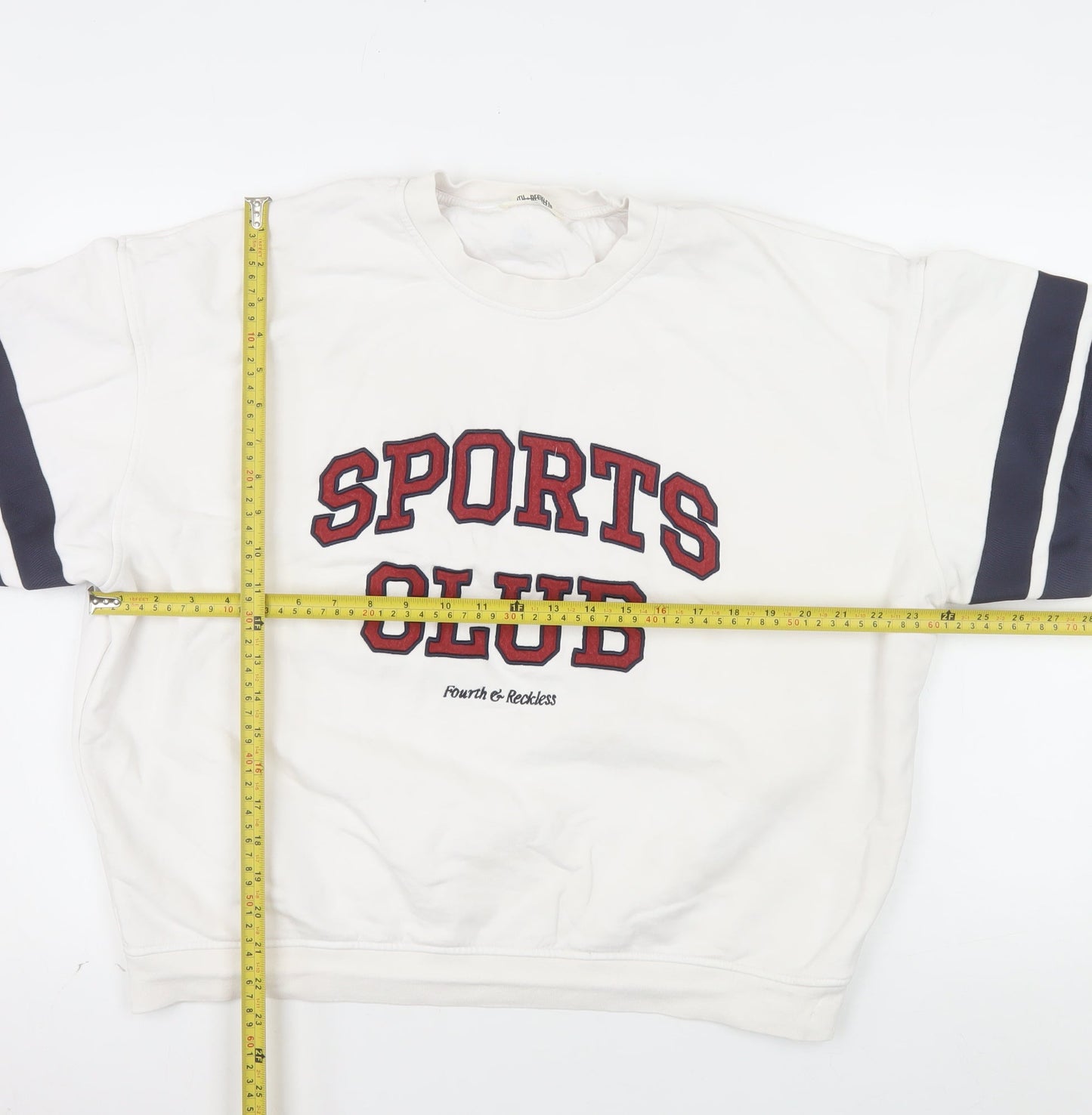 4th & Reckless Unisex White Sports Club Cotton Sweatshirt M