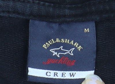 Paul & Shark Men’s Black Pullover Hoodie M Embroidered Yachting Cotton