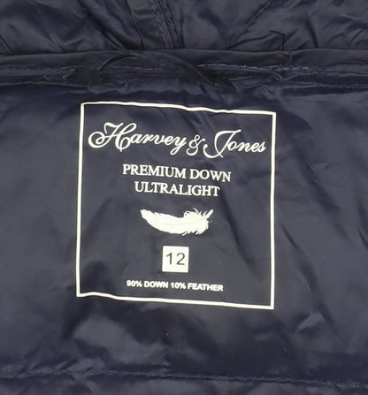 Harvey & Jones Women's Blue Size 12 Hooded Puffer Jacket