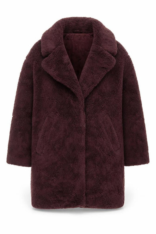 Abercrombie & Fitch Women Brown M Teddy Coat Fleece Mid-Length