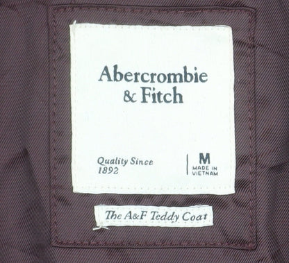 Abercrombie & Fitch Women Brown M Teddy Coat Fleece Mid-Length