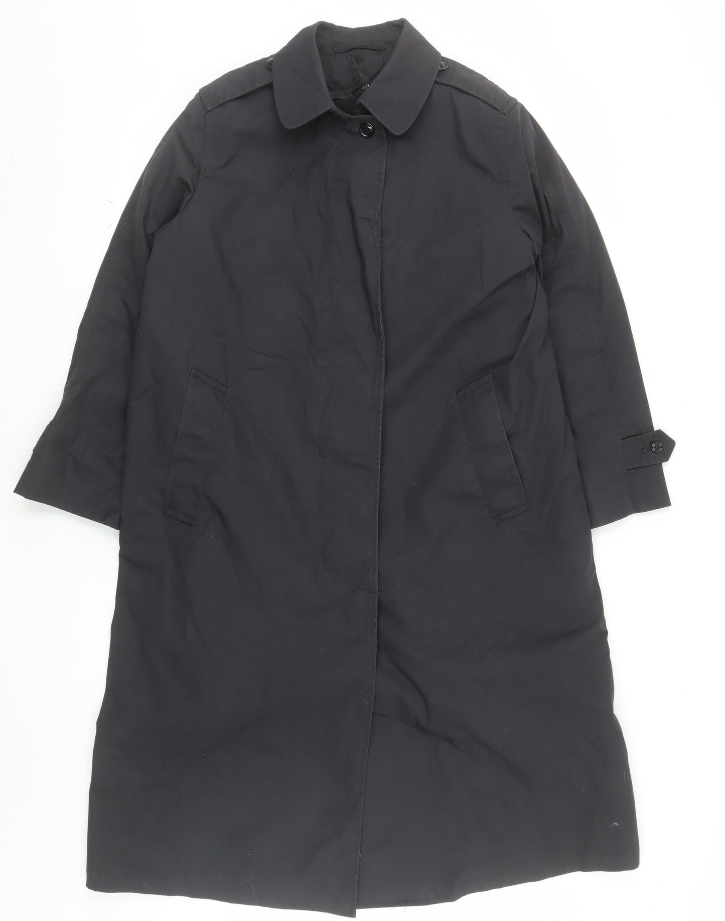 American Apparel Women's Black Long Trench Coat Size 10 Classic Style