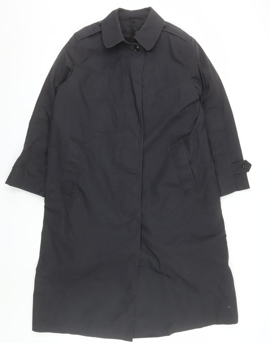 American Apparel Women's Black Long Trench Coat Size 10 Classic Style