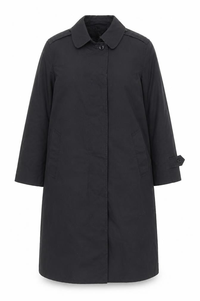 American Apparel Women's Black Long Trench Coat Size 10 Classic Style