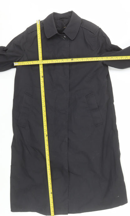 American Apparel Women's Black Long Trench Coat Size 10 Classic Style