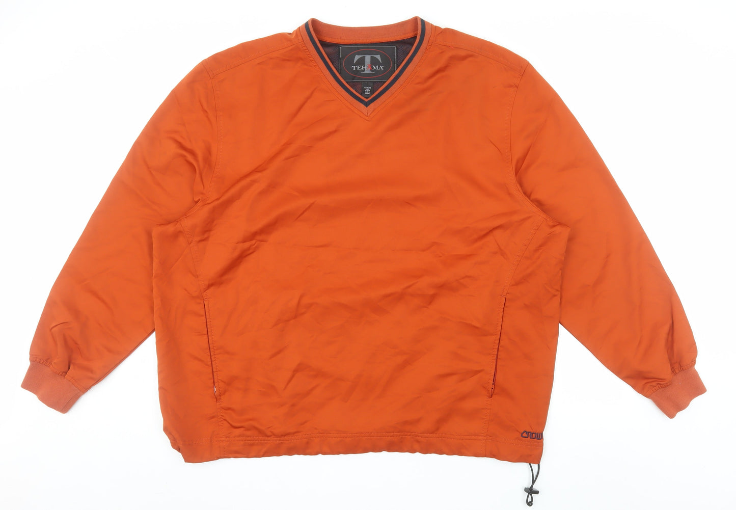 Tehama Men's Orange XL V-Neck Pullover Sweatshirt with Zip Pockets