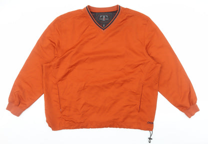 Tehama Men's Orange XL V-Neck Pullover Sweatshirt with Zip Pockets