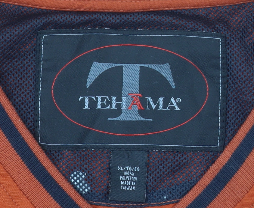 Tehama Men's Orange XL V-Neck Pullover Sweatshirt with Zip Pockets