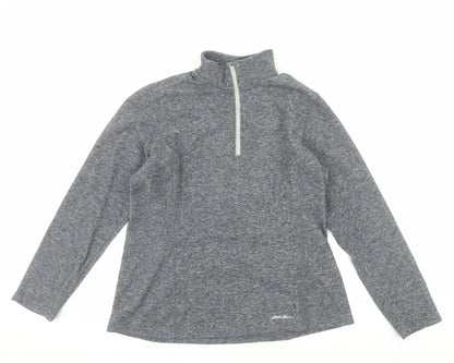 Eddie Bauer Women's Grey 1/4 Zip Pullover Sweatshirt M Polyester