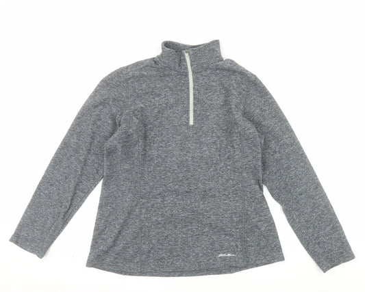 Eddie Bauer Women's Grey 1/4 Zip Pullover Sweatshirt M Polyester