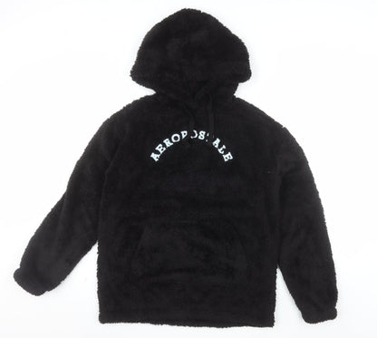 Aeropostale Womens Black Fleece Hoodie Size S Pullover Hooded Sweatshirt