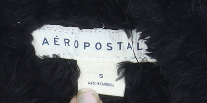 Aeropostale Womens Black Fleece Hoodie Size S Pullover Hooded Sweatshirt