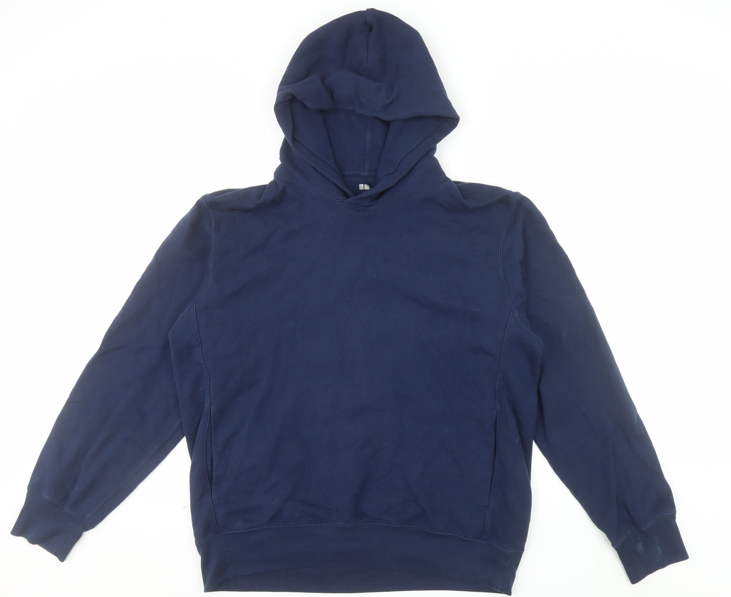Uniqlo Men's Blue L Pullover Hoodie Long Sleeve Cotton Blend