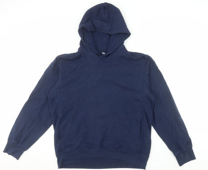 Uniqlo Men's Blue L Pullover Hoodie Long Sleeve Cotton Blend