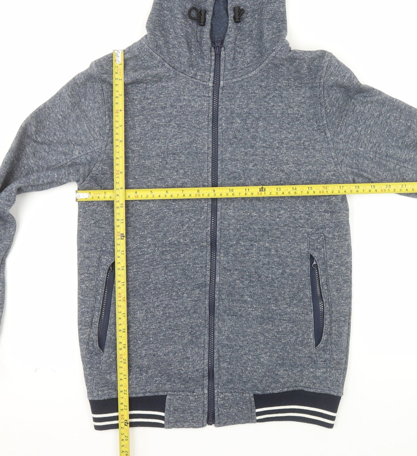 Universal Traveller Men's Blue Full Zip Hoodie XS Fleece Cotton Blend