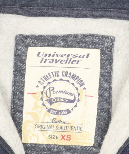 Universal Traveller Men's Blue Full Zip Hoodie XS Fleece Cotton Blend