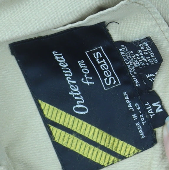Sears Men's Brown Bomber Jacket Size M Retro Vintage Nylon Cotton