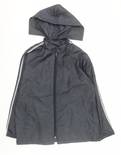 NOW Mens Grey Hooded Rain Cape Jacket M Lightweight Water Resistant